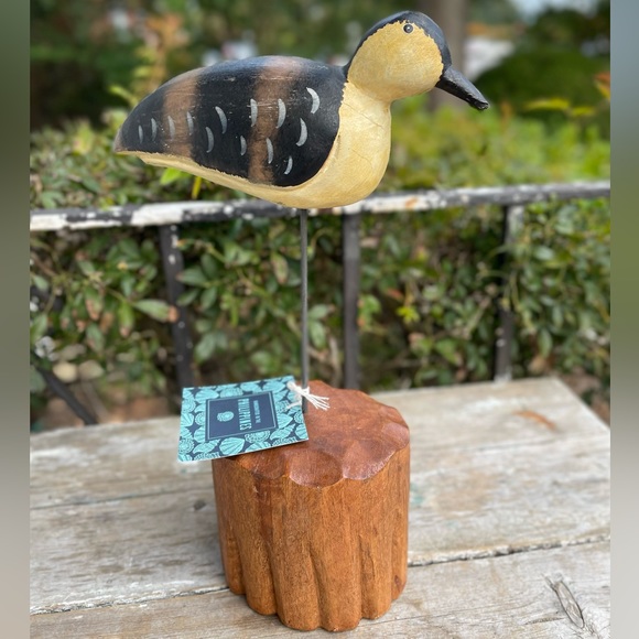 Mango Wood carved shorebird figurine beach lake house nautical decor - Picture 4 of 9